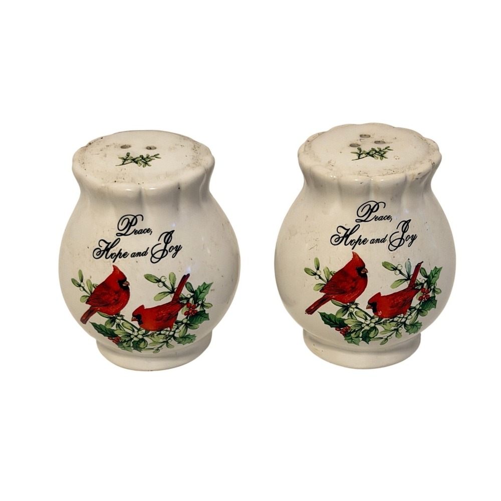 Lilly Creek‎ Salt and Pepper Shakers Red Cardinal Peace Hope Joy Holiday Dining